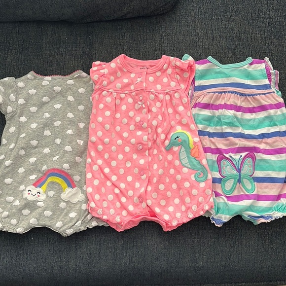 NWOT CARTERS bundle of 3 summer rompers - Picture 1 of 2